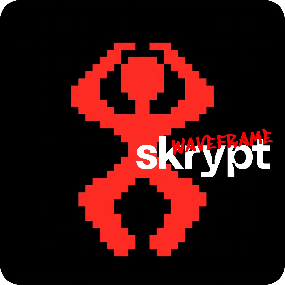 Symbol SKRYPT i napis skrypt z podpisem waveframe